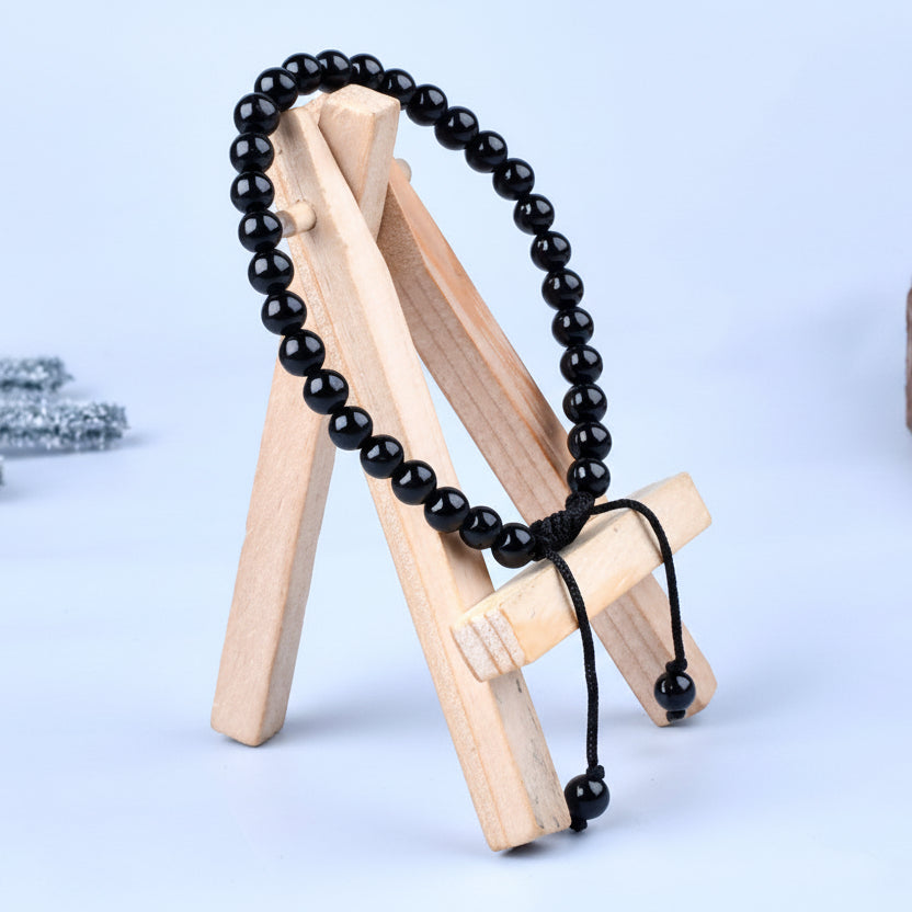 Black Tourmaline Adjustable Thread Bracelet-6 mm