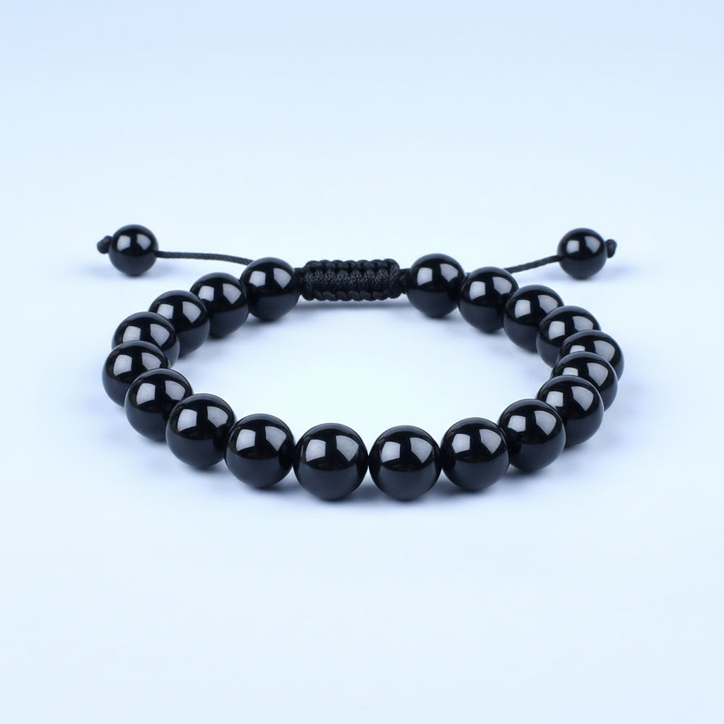 Black Tourmaline Adjustable Thread Bracelet-10 mm