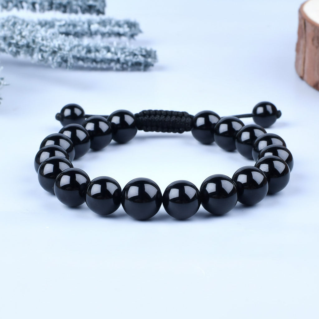 Black Tourmaline Adjustable Thread Bracelet-6 mm