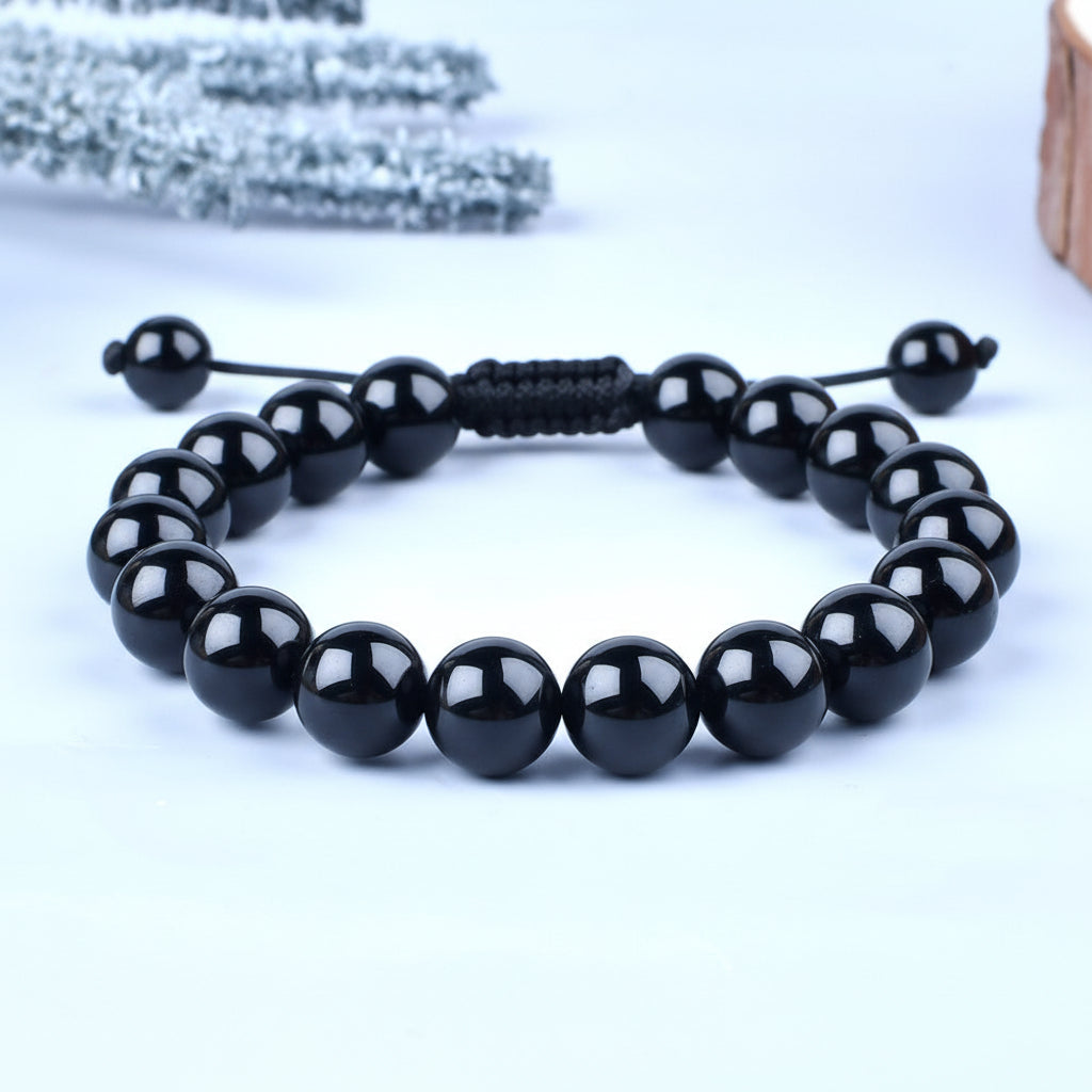Black Tourmaline Adjustable Thread Bracelet-8 mm