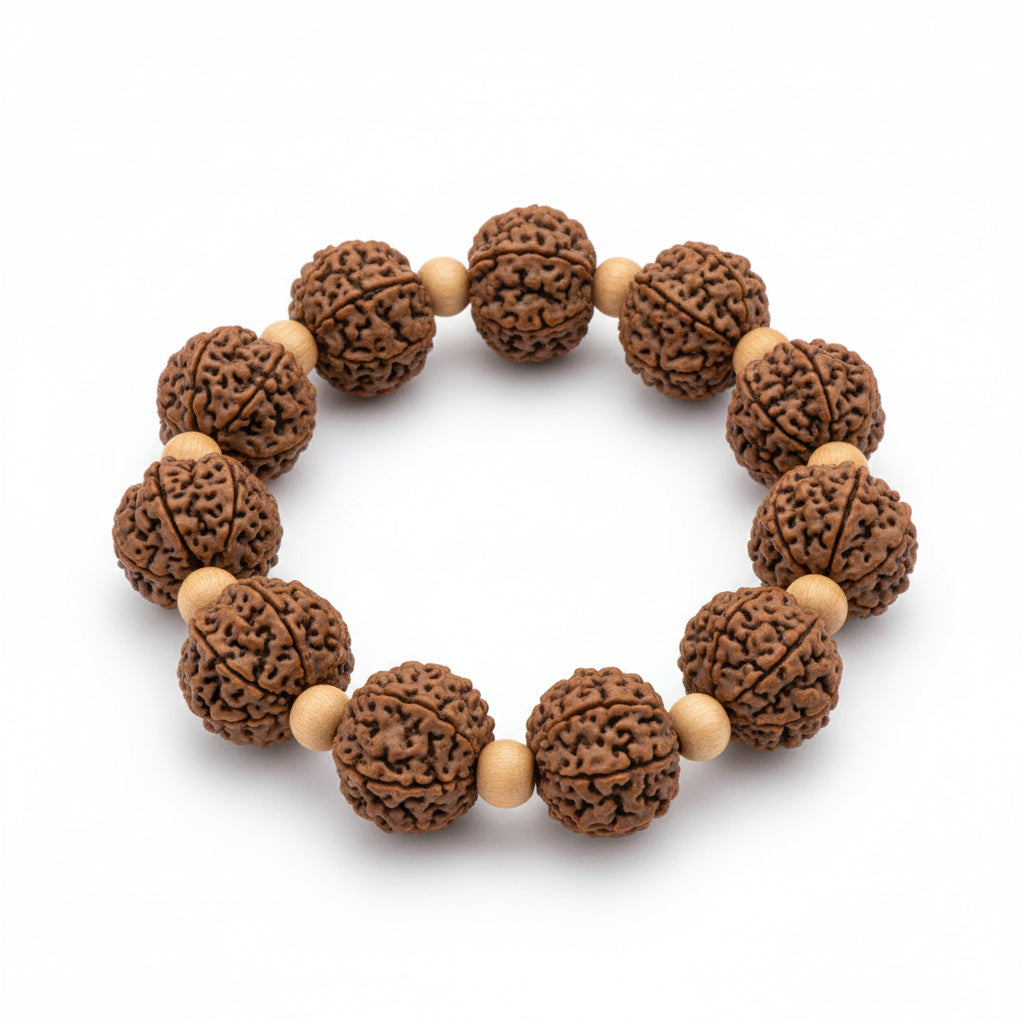 10 Mukhi Nepali Rudraksha x White Sandal Bracelet