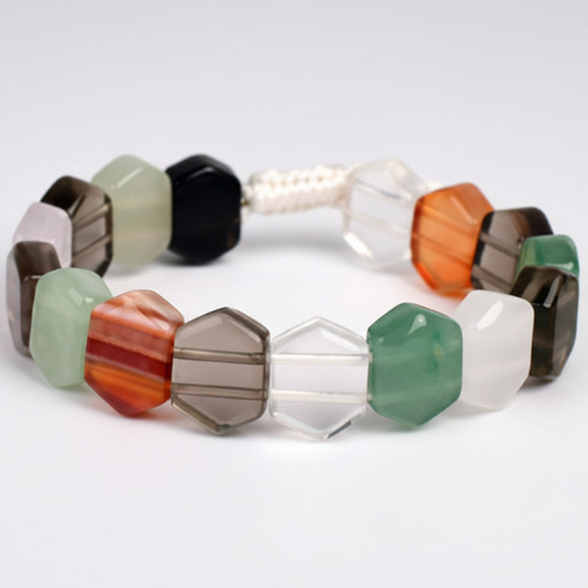Navratna Bracelet (Hexagon Beads)-Elastic