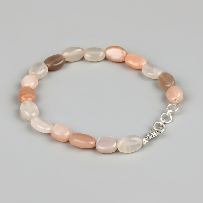 Multicolor Moonstone Oval Beads Bracelet