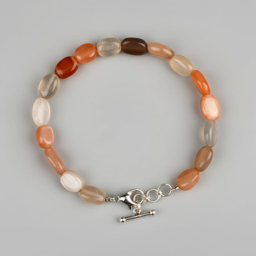 Multicolor Moonstone Oval Beads Bracelet