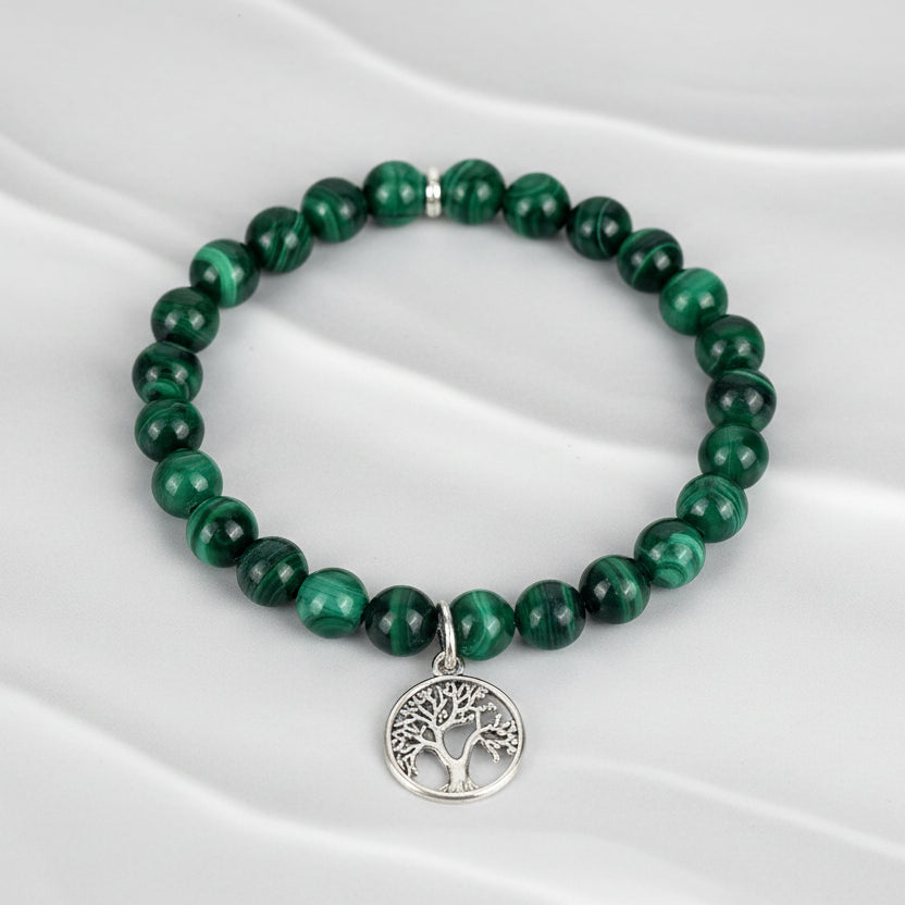 Malachite Tree of Life Trinklet Bracelet-8 mm