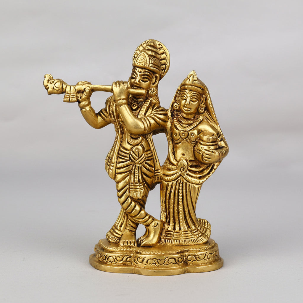 Radha Krishna Brass Statue