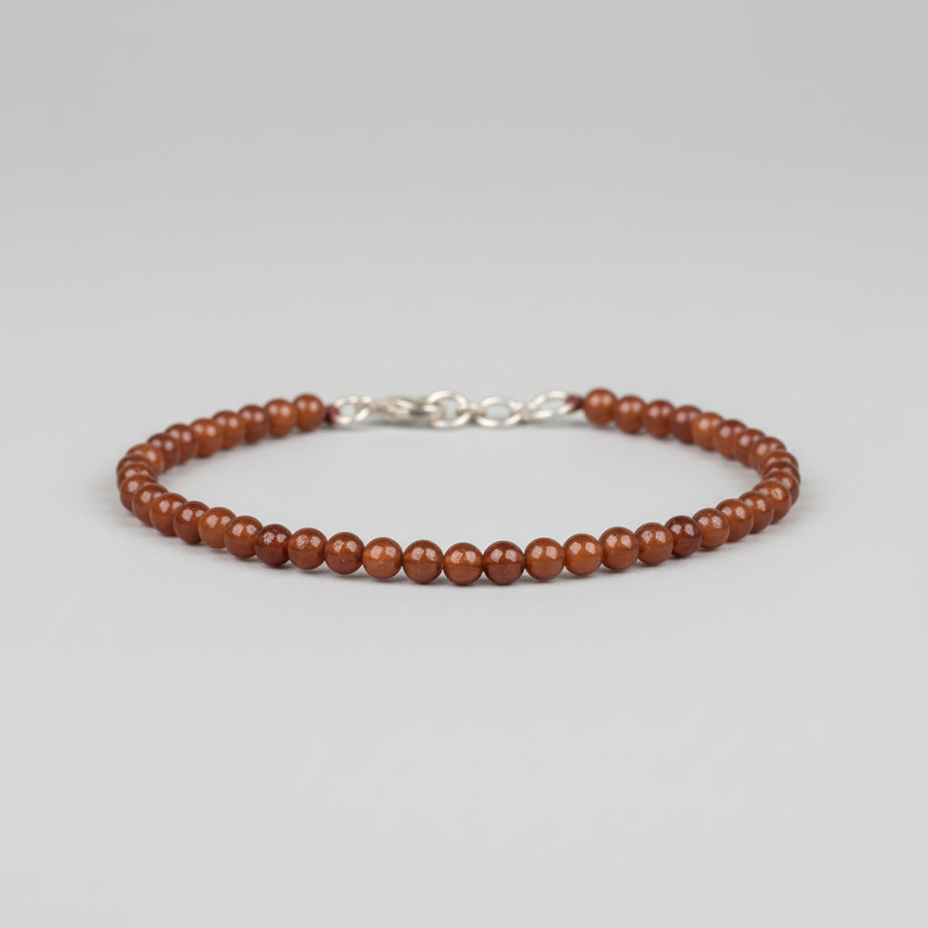 Natural Gomed 925 Silver Hook Bracelet-5 mm