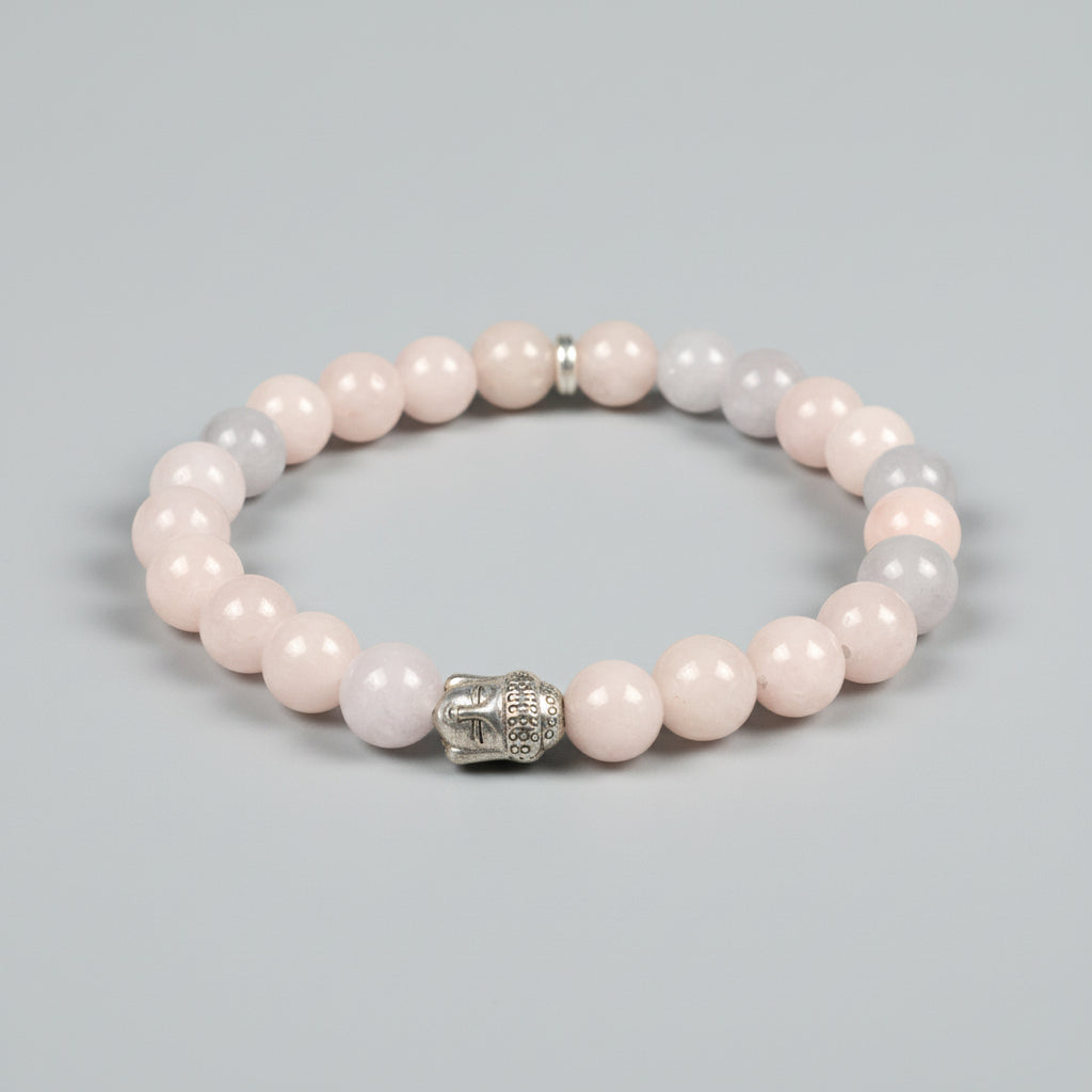 Natural Morganite Buddha Charm Bracelet