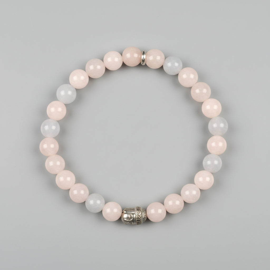 Natural Morganite Buddha Charm Bracelet