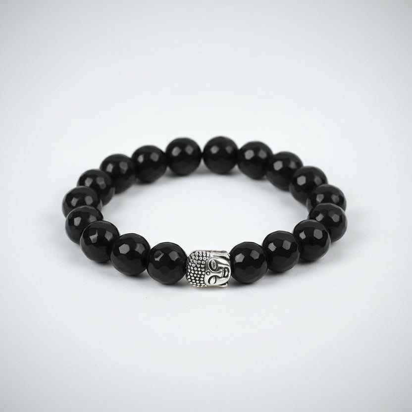 Black Agate with Buddha Bracelet