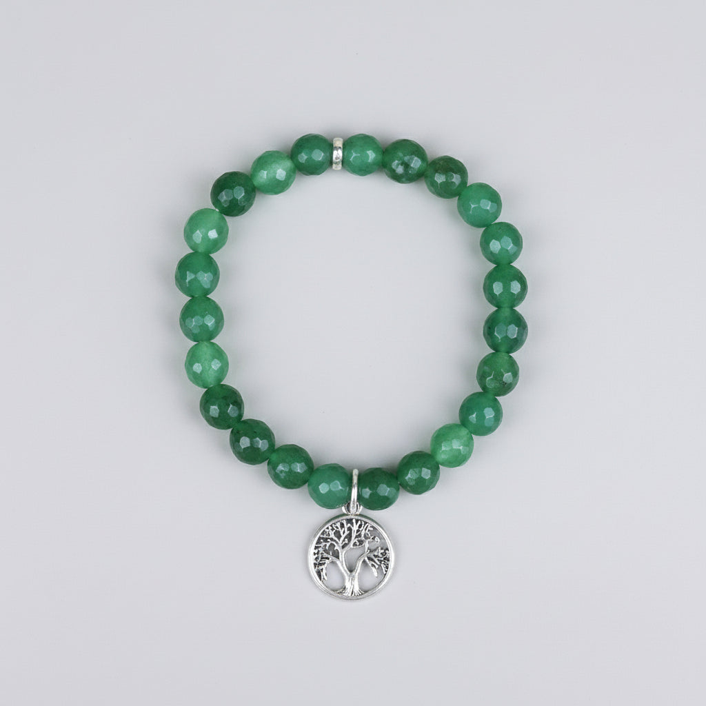 Green Aventurine Faceted Beads Life of Tree Trinklet Bracelet