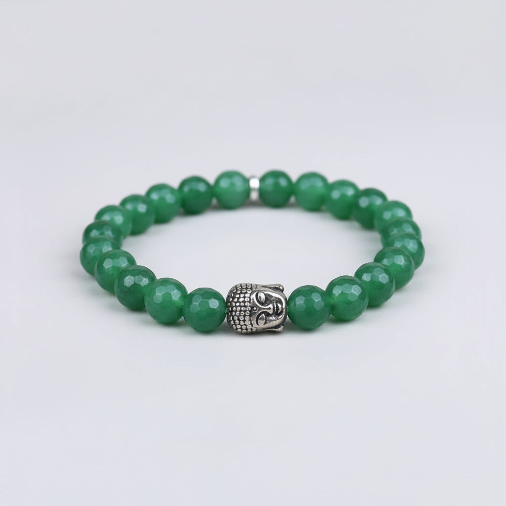 Green Aventurine Faceted Beads Buddha Charm Trinklet Bracelet