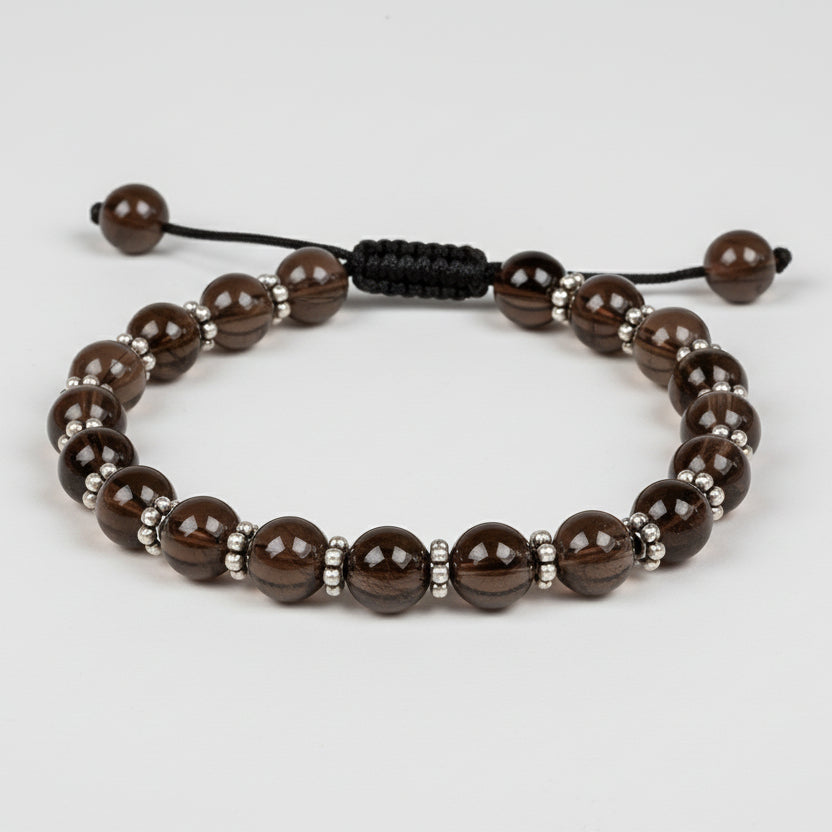 Smoky Quartz German Silver Chakri Adjustable Bracelet