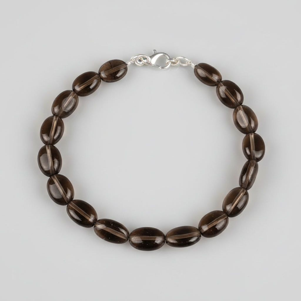Smoky Quartz Oval Beads Bracelet