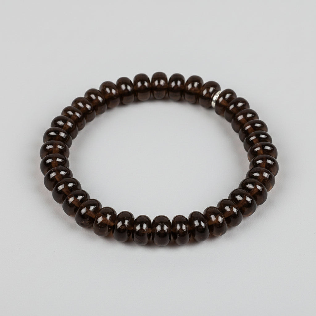 Smoky Quartz Eliptical Beads Bracelet