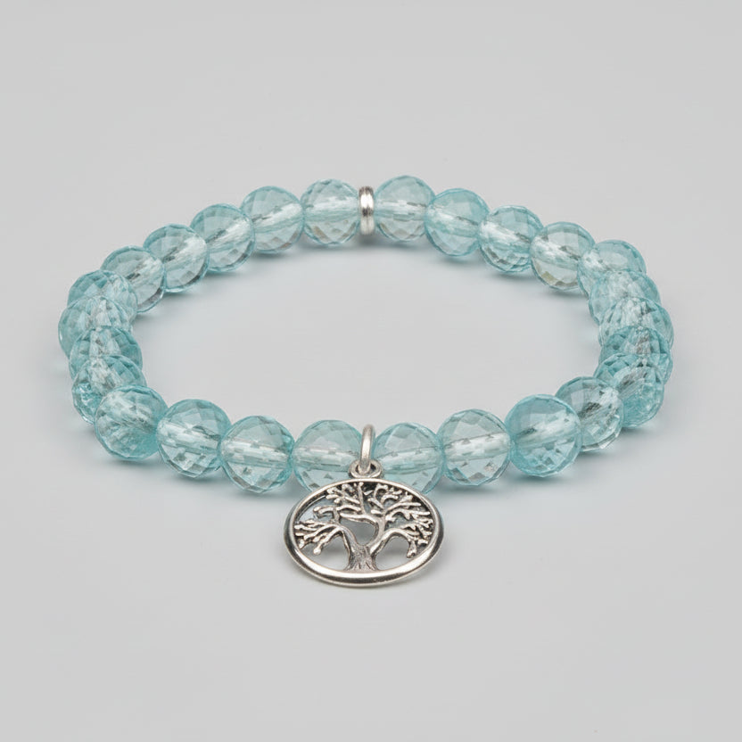 Aquamarine Faceted Beads Tree of Life Trinklet Bracelet
