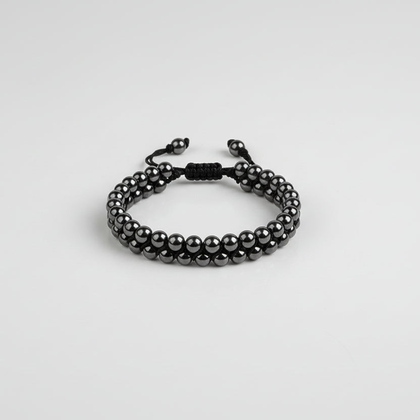Hematite Beads Double Layer Adjustable Bracelet