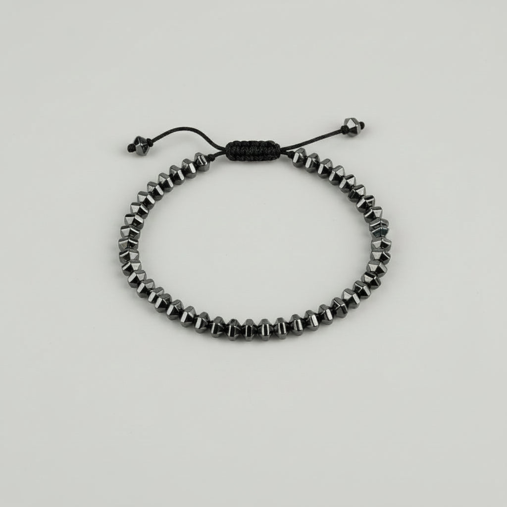 Hematite Hexagonal Beads Adjustable Bracelet