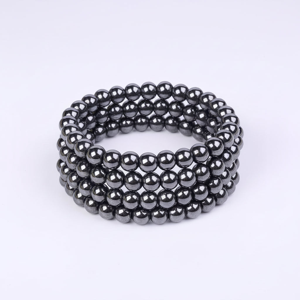 Hematite Spiral Stack Bracelet-6 mm