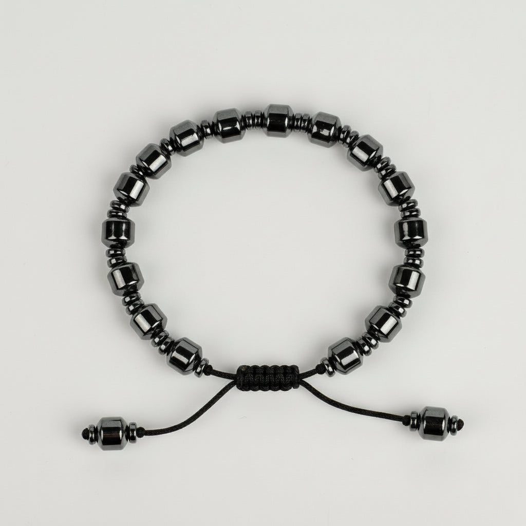 Hematite Cylindrical & Button Beads Bracelet