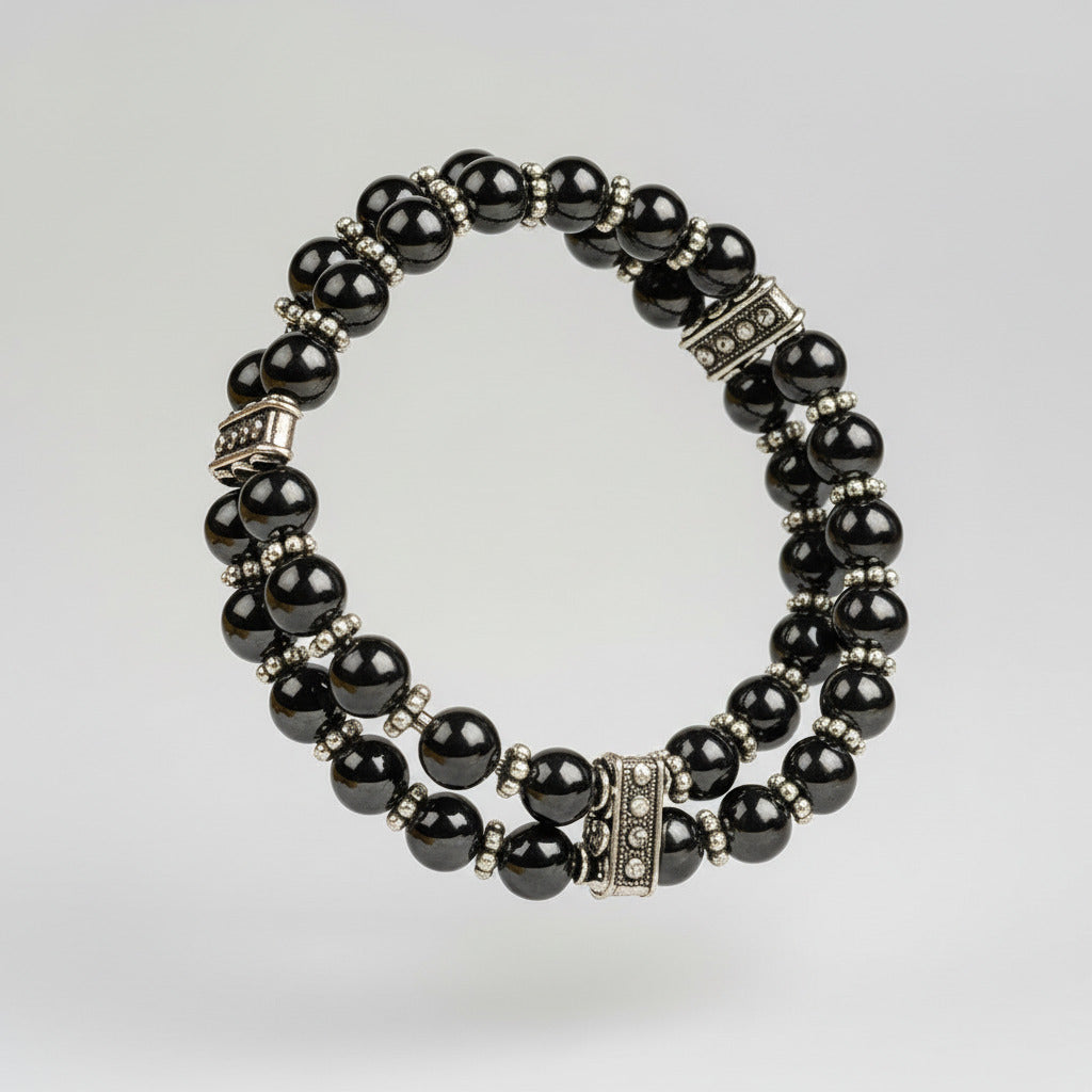 Hematite Double Layer Designer Bracelet-8 mm