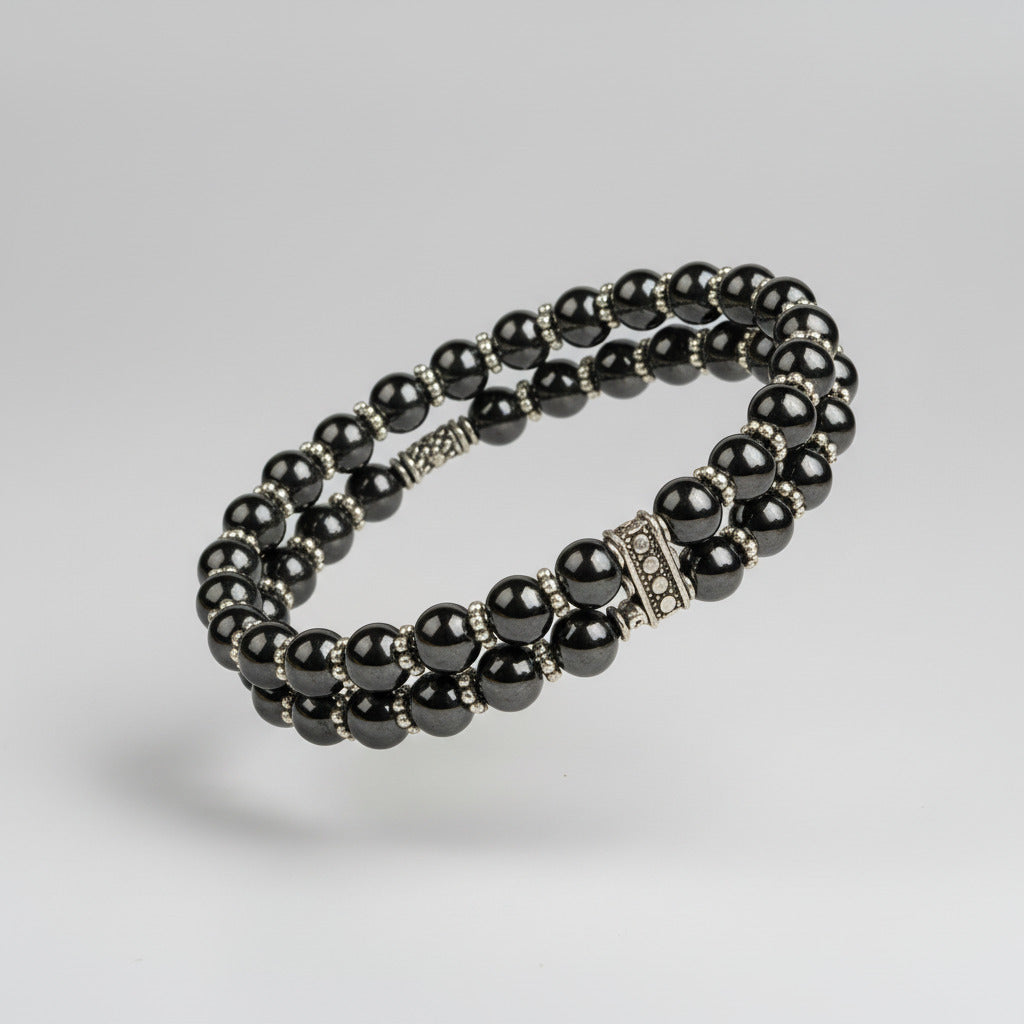 Hematite Double Layer Designer Bracelet-6 mm