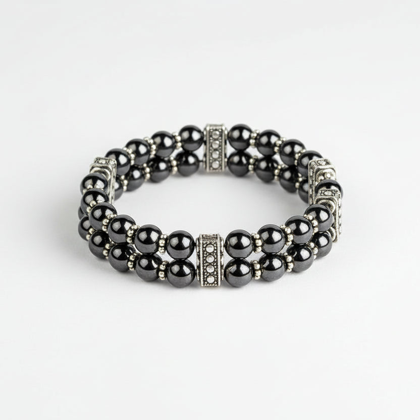 Hematite Double Layer Designer Bracelet-8 mm