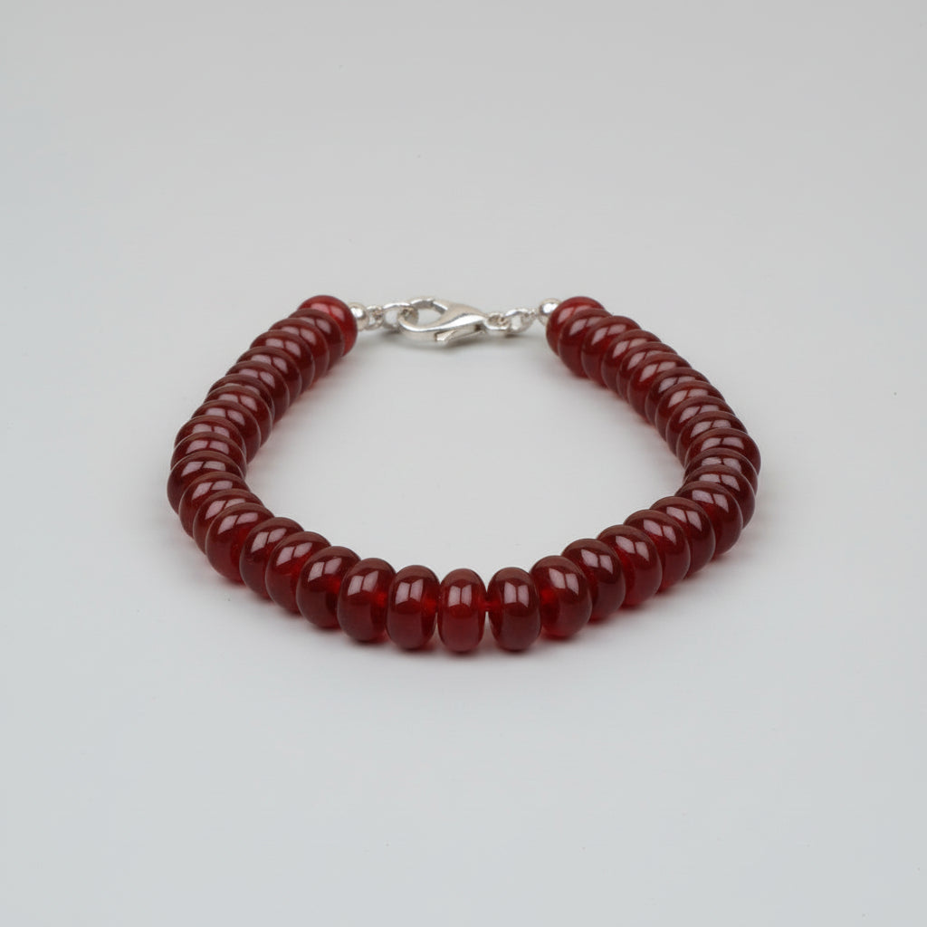 Red Carnelian Elliptical Beads Bracelet