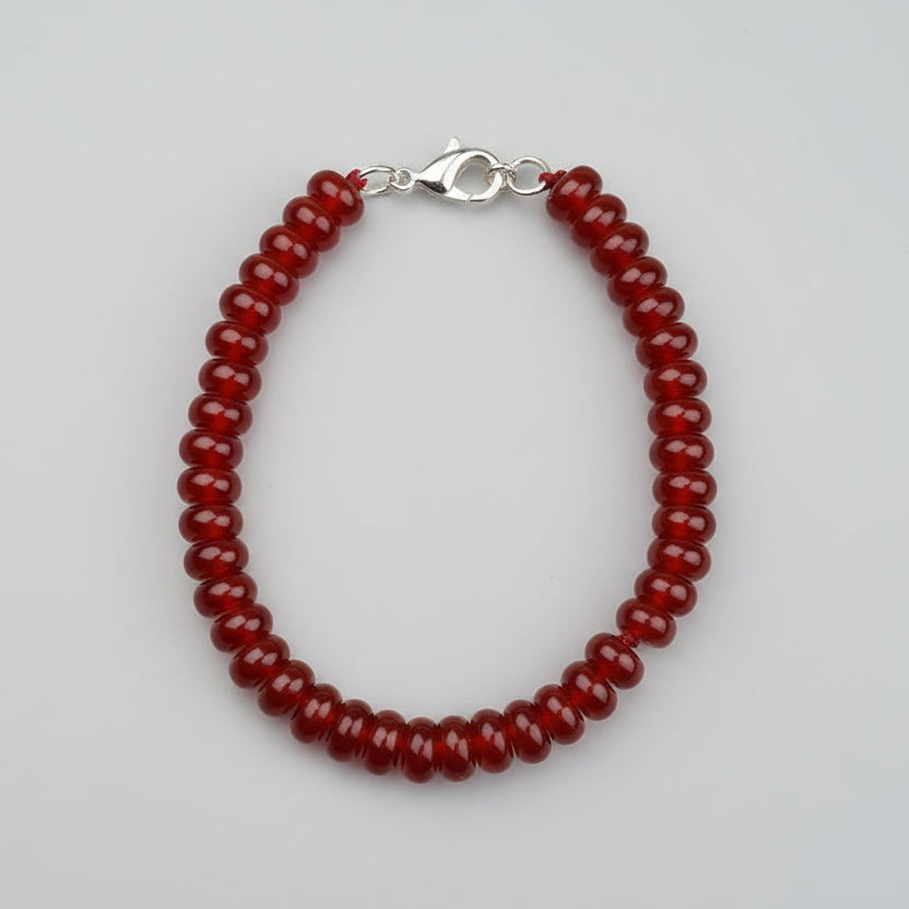 Red Carnelian Elliptical Beads Bracelet