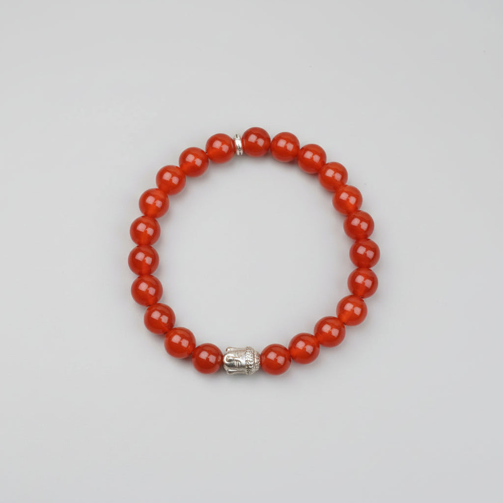 Red Carnelian Buddha Charm Bracelet-8 mm