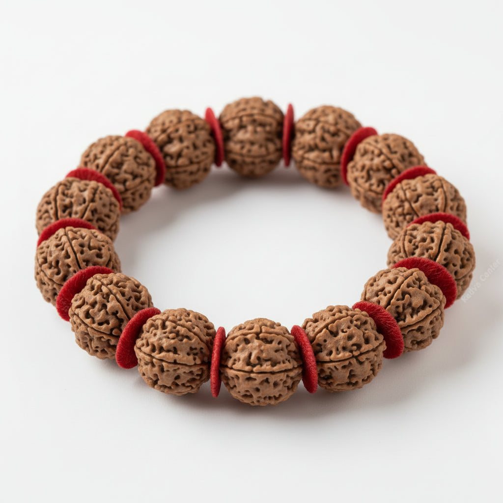 6 Mukhi Nepali Rudraksha Woolen Spacers Bracelet-Regular