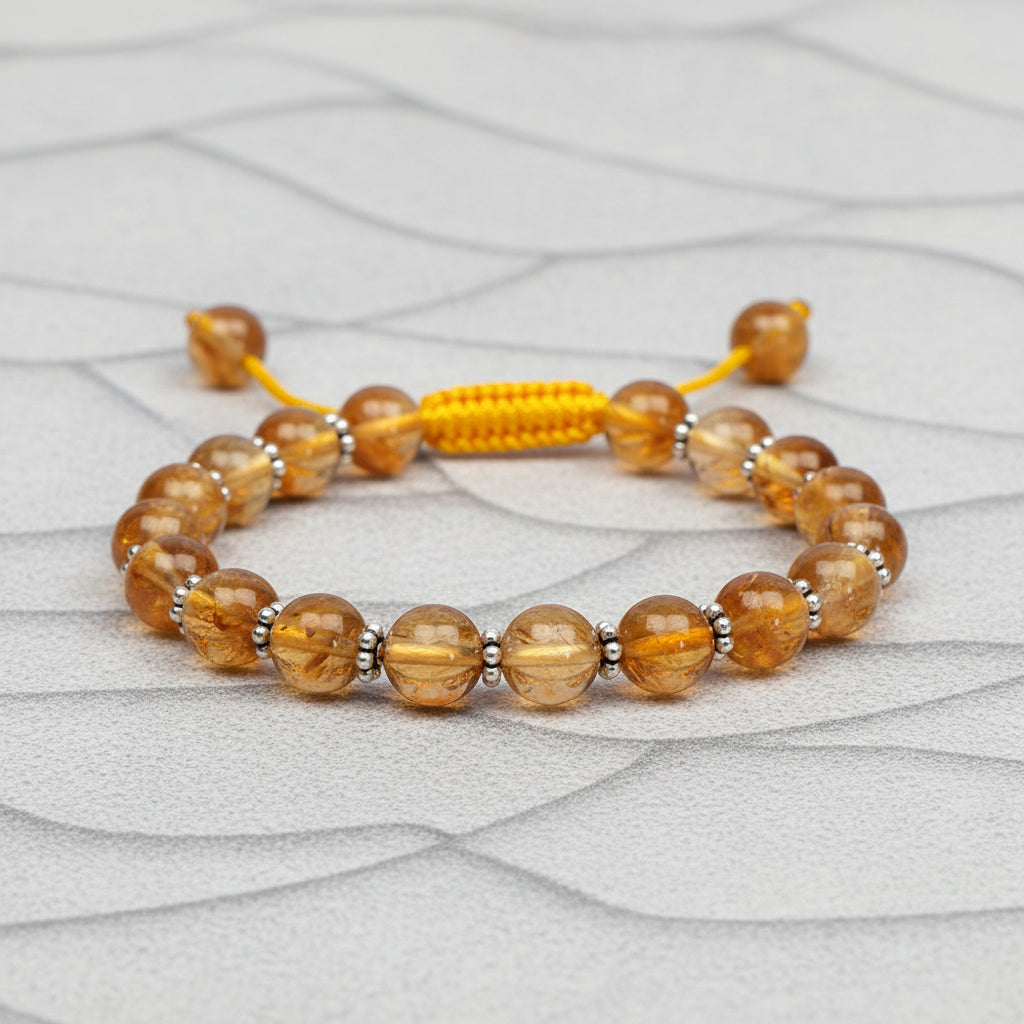 Deep Yellow Citrine 925 Silver Chakri Bracelet