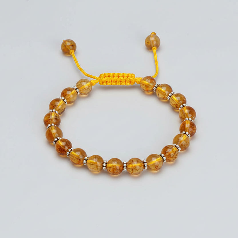Deep Yellow Citrine 925 Silver Chakri Bracelet