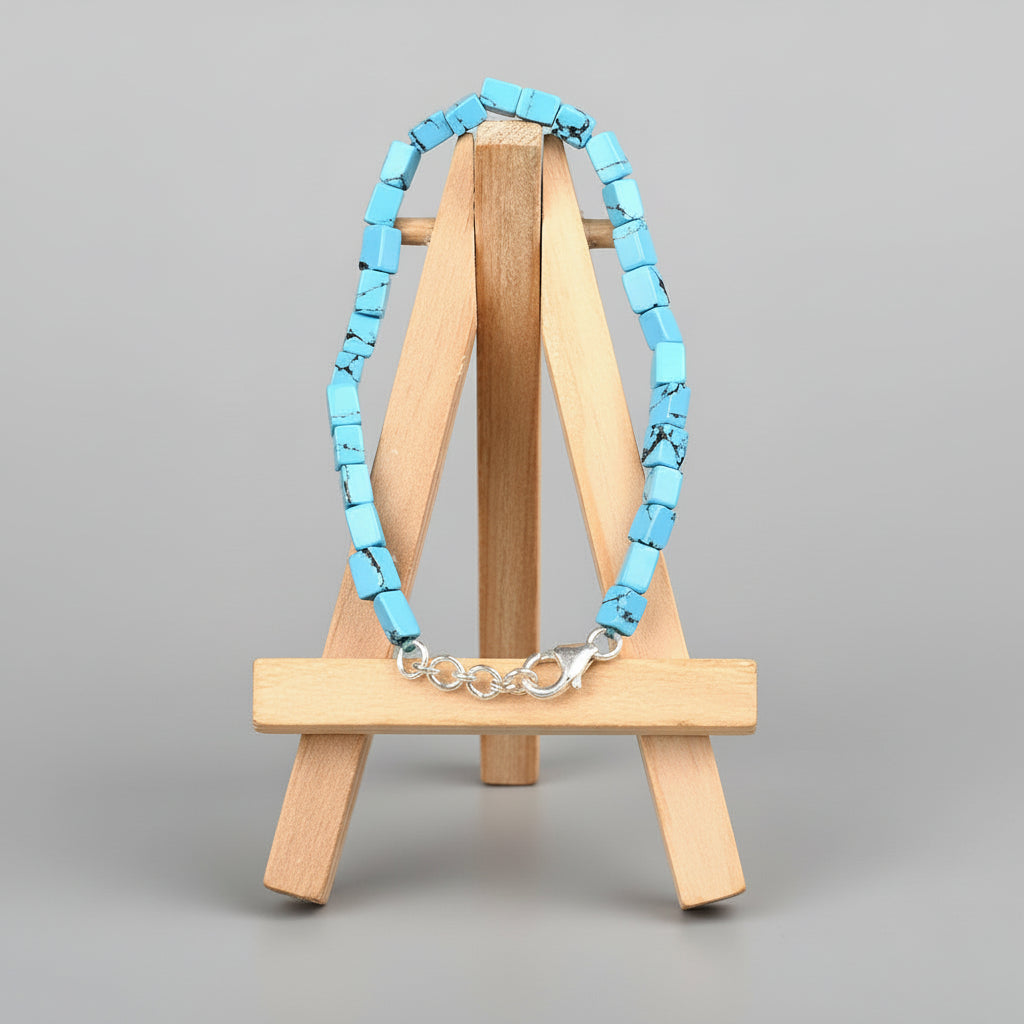 Turquoise Firoza Cuboid Beads Bracelet