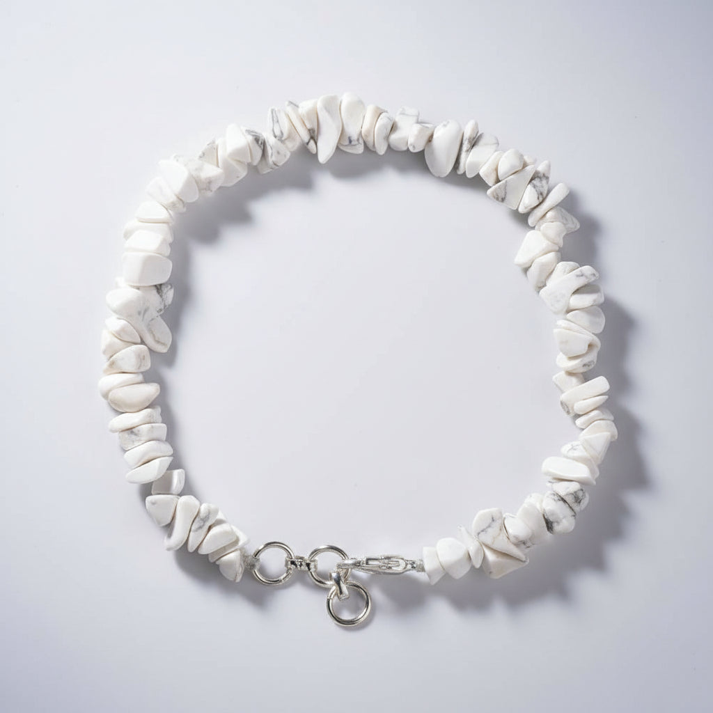 Howlite Uncut Beads Bracelet-Double Layer