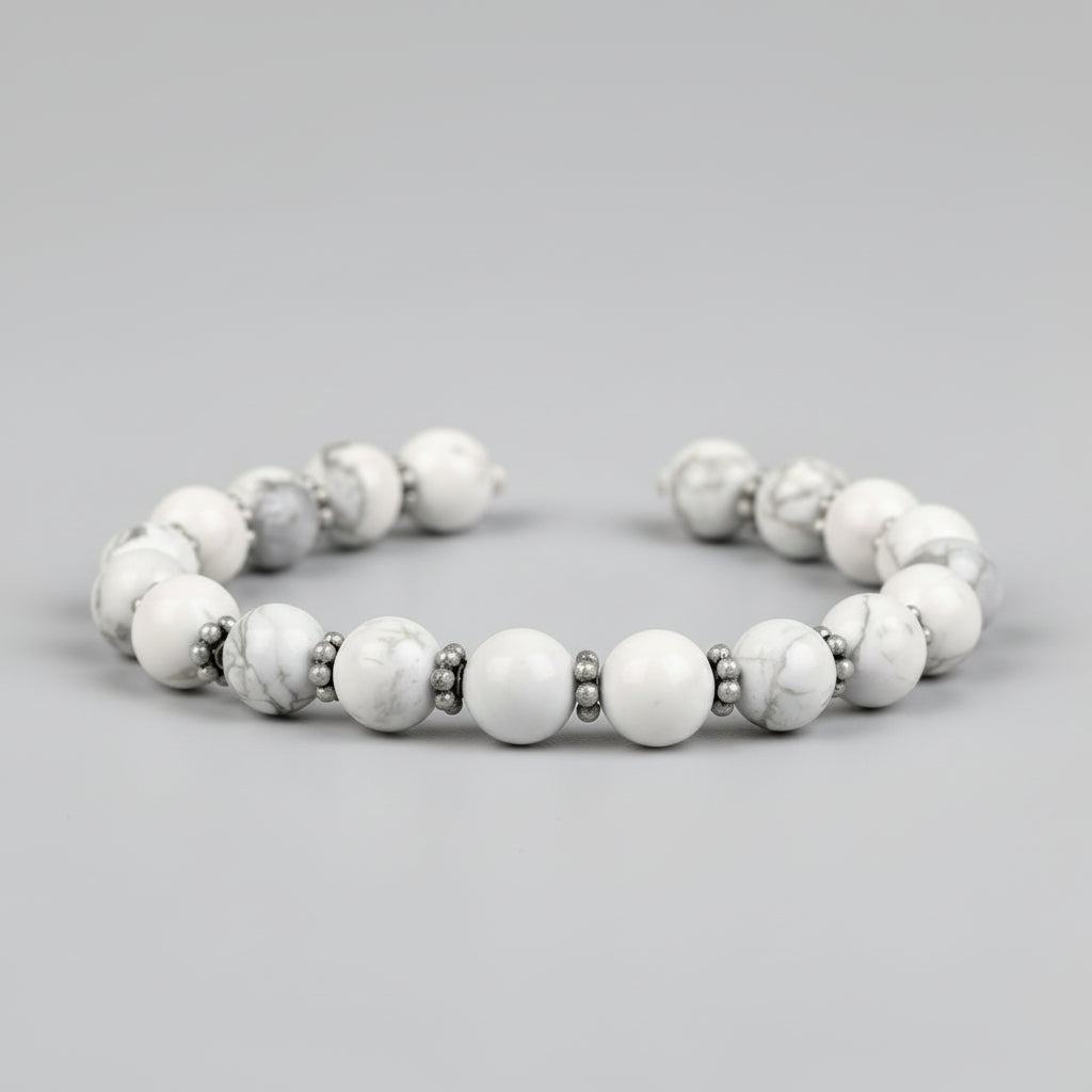 Howlite German Silver Chakri Adjustable Bracelet