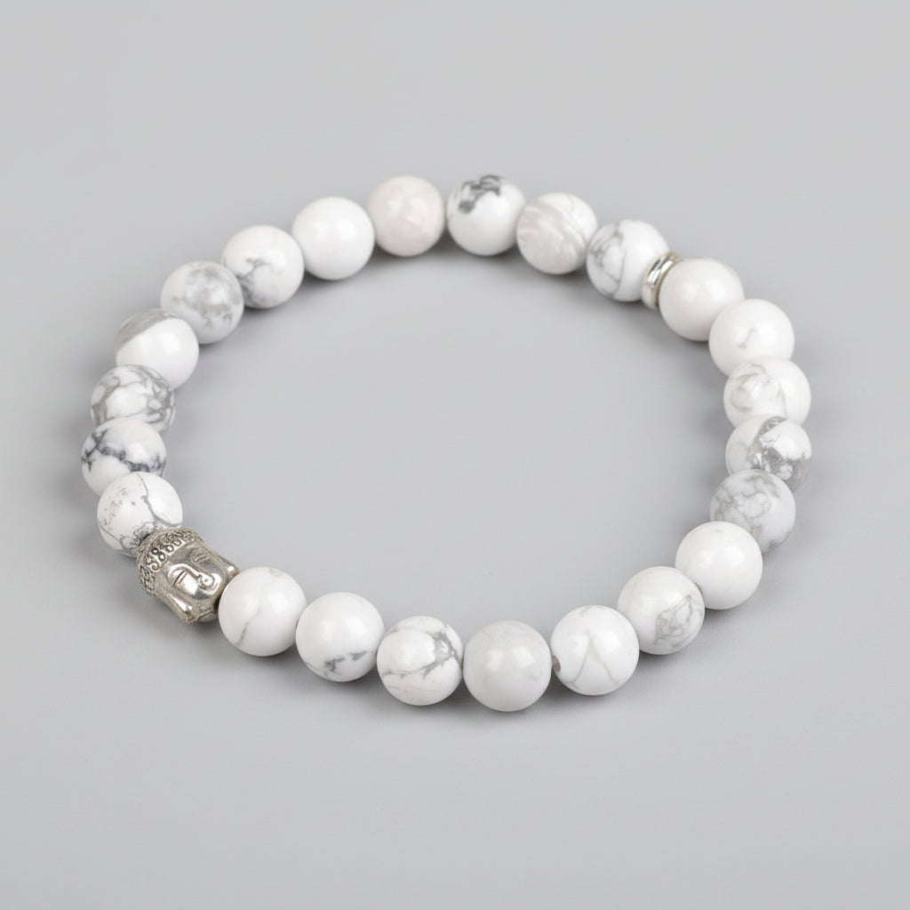 Howlite Buddha Charm Bracelet