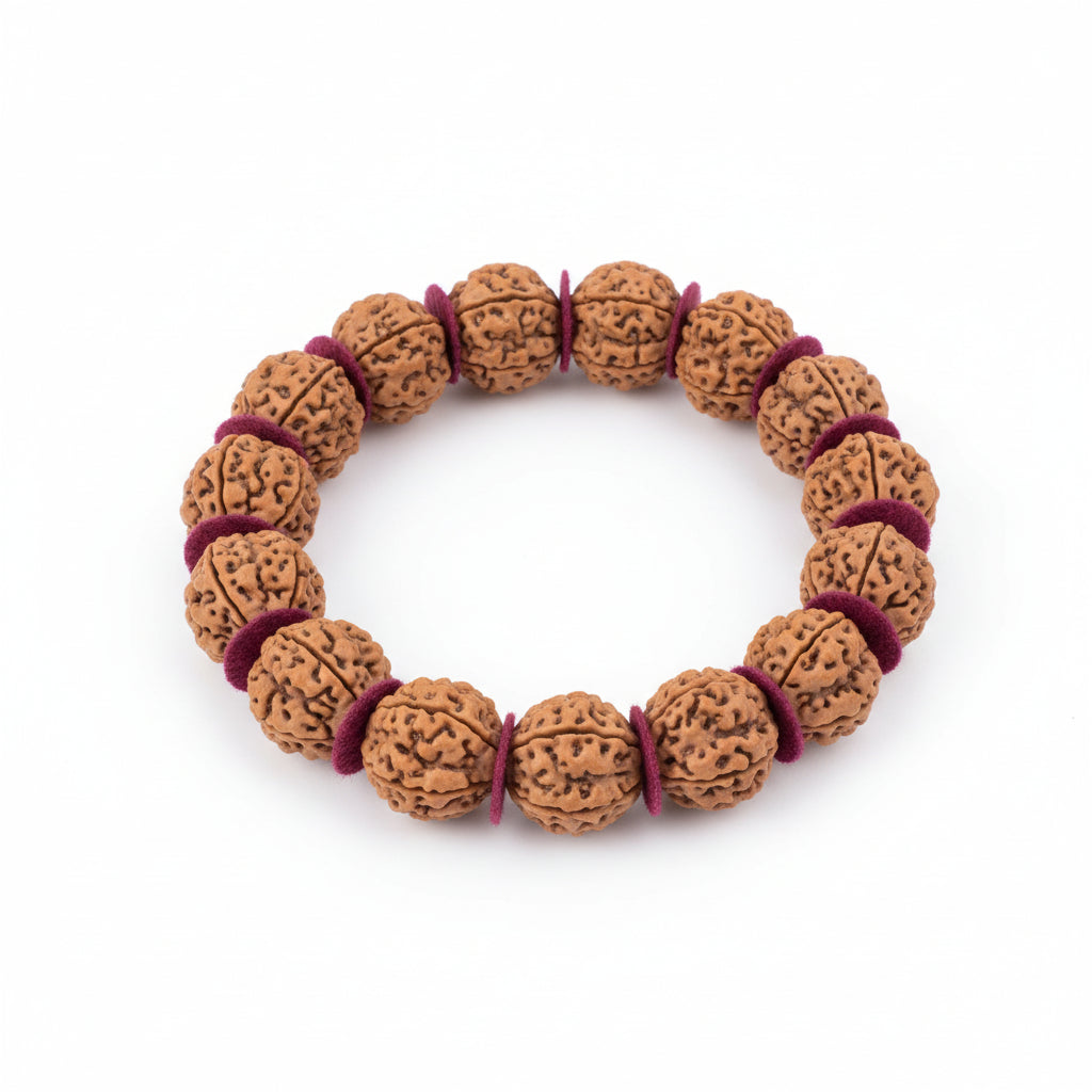 3 Mukhi Nepali Rudraksha Woolen Spacers Bracelet-Regular