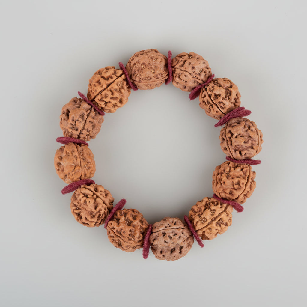 3 Mukhi Nepali Rudraksha Woolen Spacers Bracelet-Small