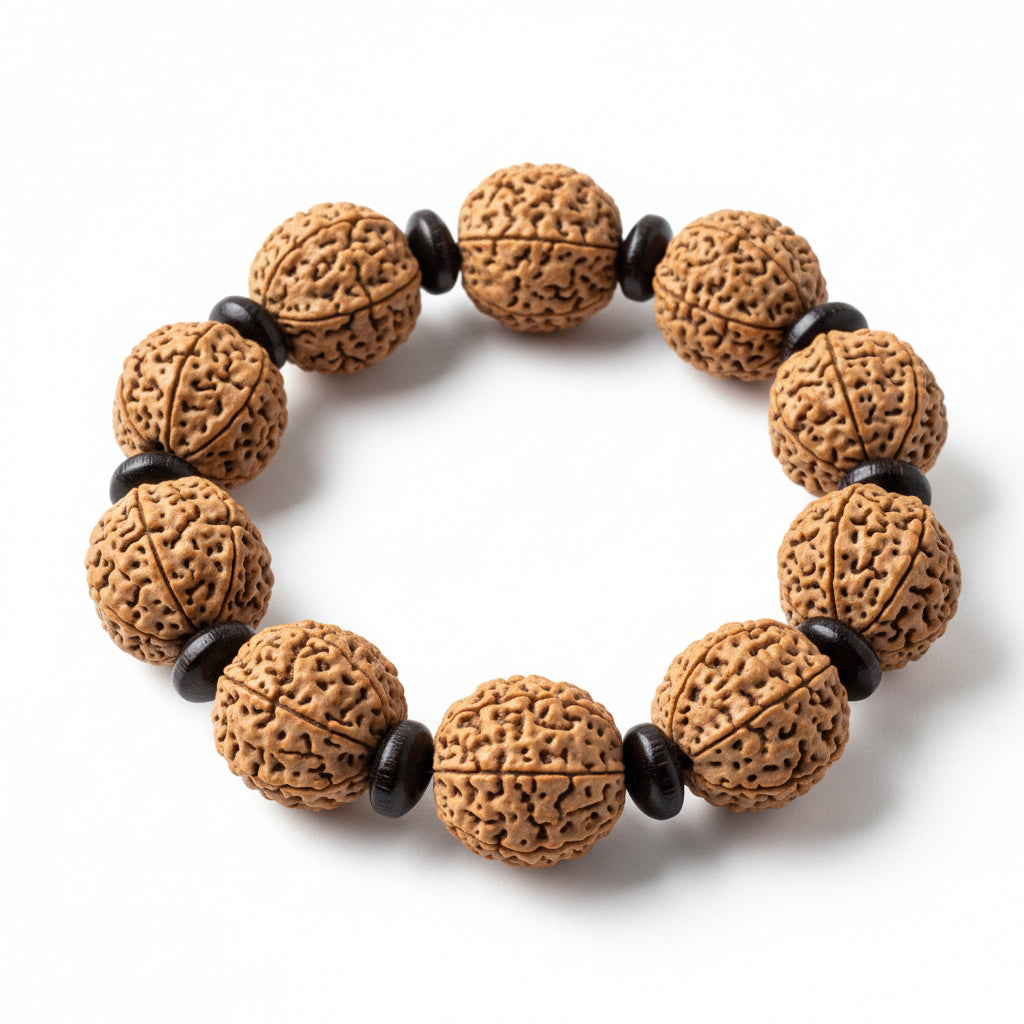 3 Mukhi Nepali Rudraksha x Red Sandalwood Bracelet-Small