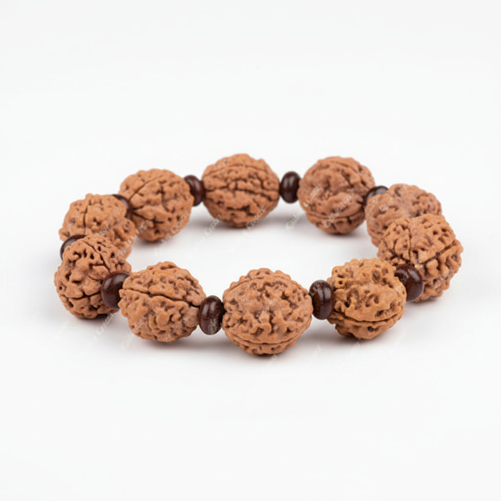 3 Mukhi Nepali Rudraksha x Red Sandalwood Bracelet-Regular