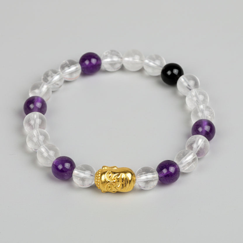 Multi Fluorite Buddha Charm Bracelet
