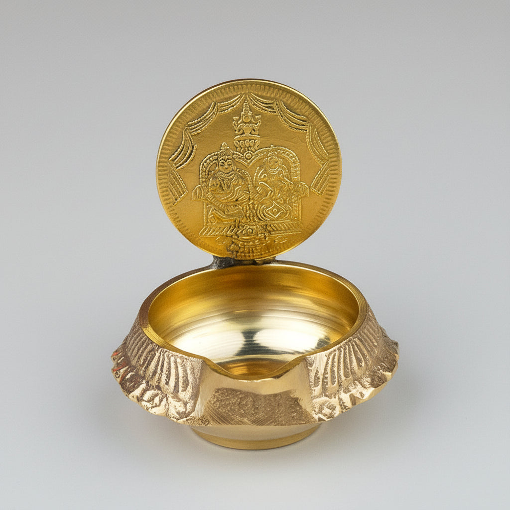 Brass Kuber Laxmi Yantra Diya Set of 2