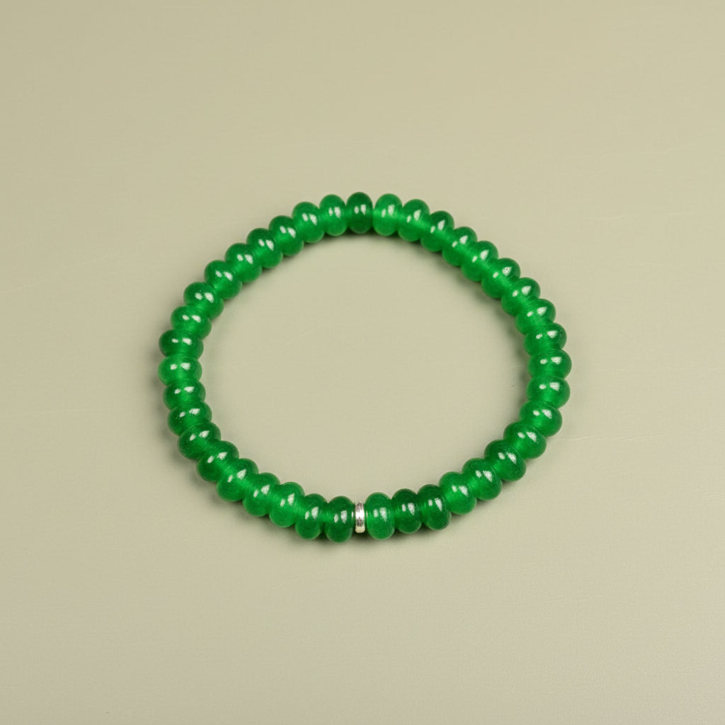Green Onyx Button Shape Beads Bracelet