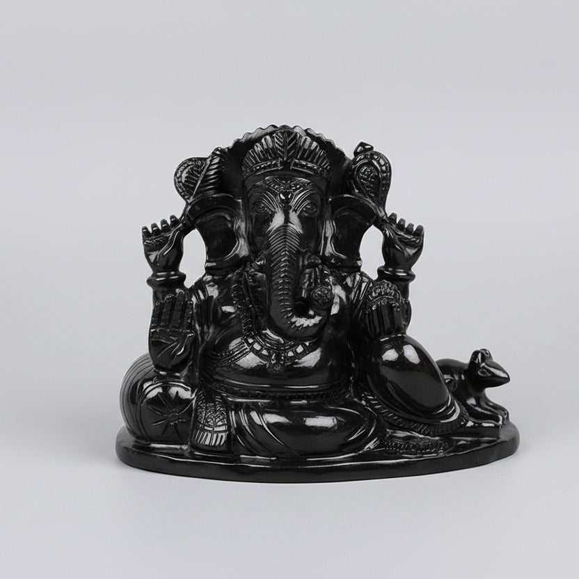 Black Jade Ganesha Idol - 1.282 kgs