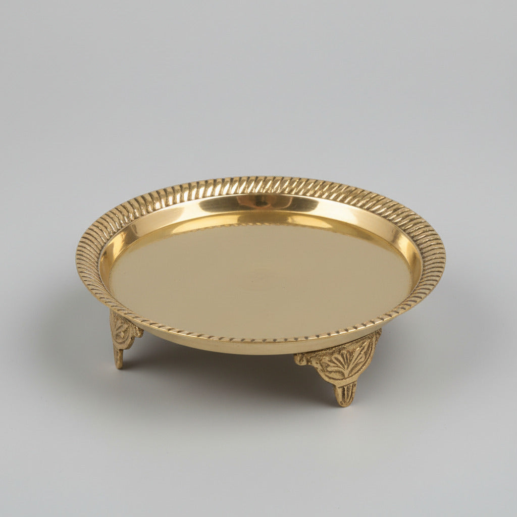 Brass Round Puja Pedestal Thali-Regular