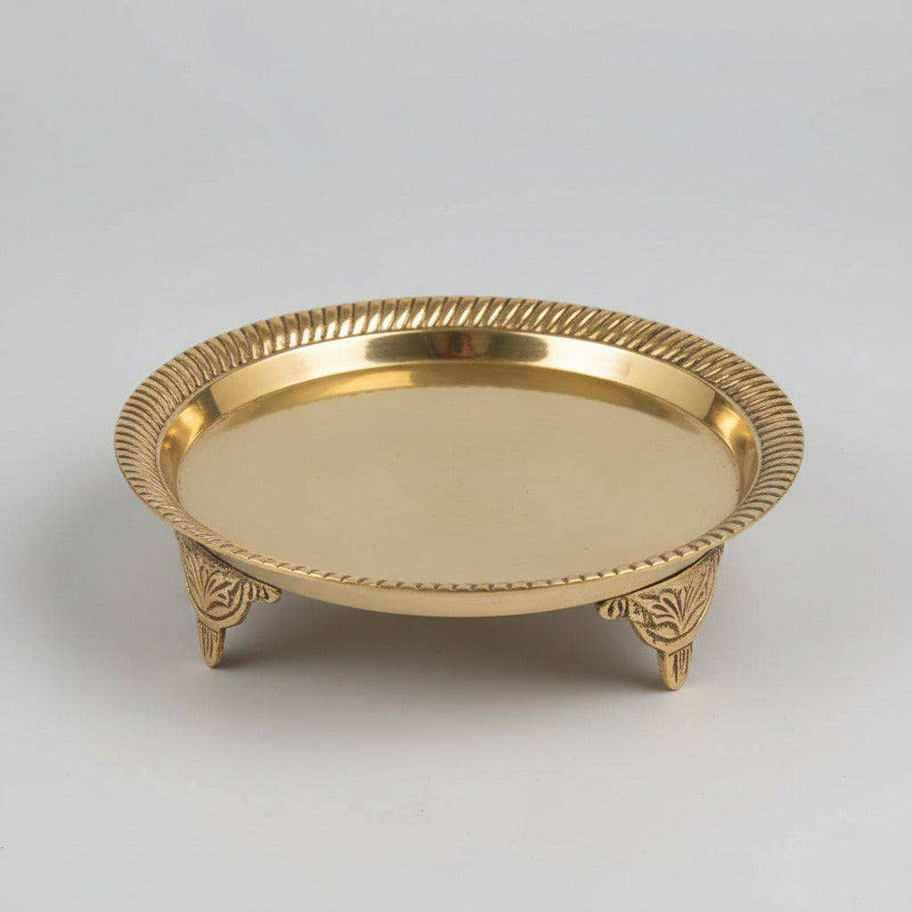 Brass Round Puja Pedestal Thali-Regular
