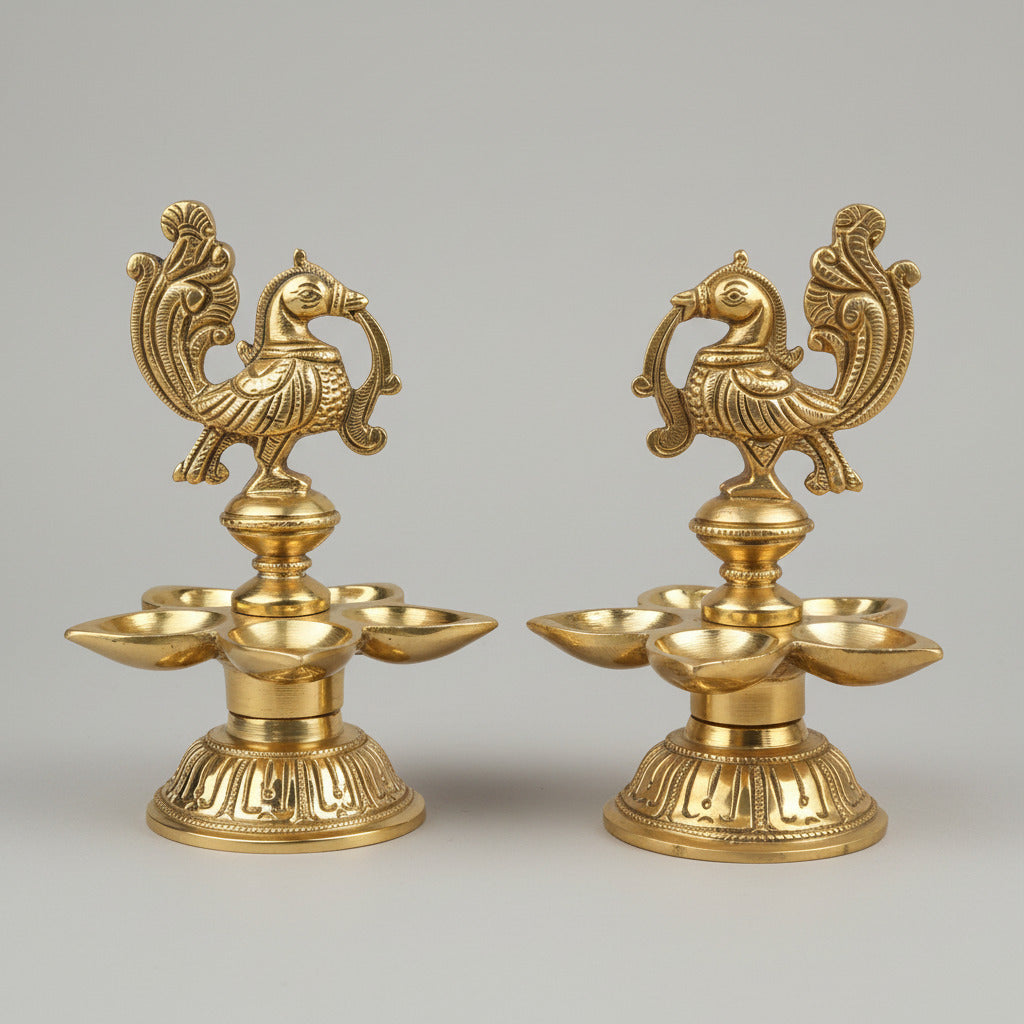 Peacock Panch Batti Diya Set of 2