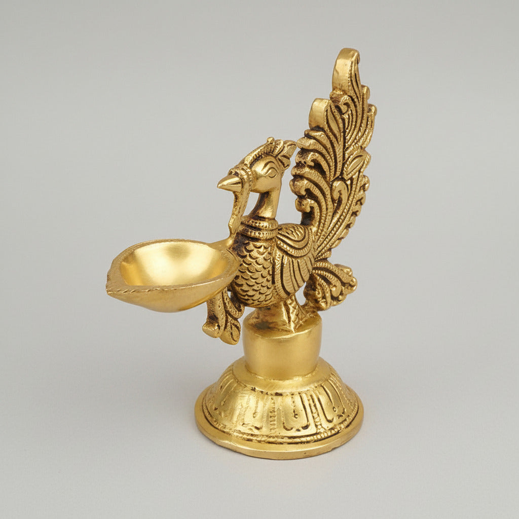 Peacock Brass Diya
