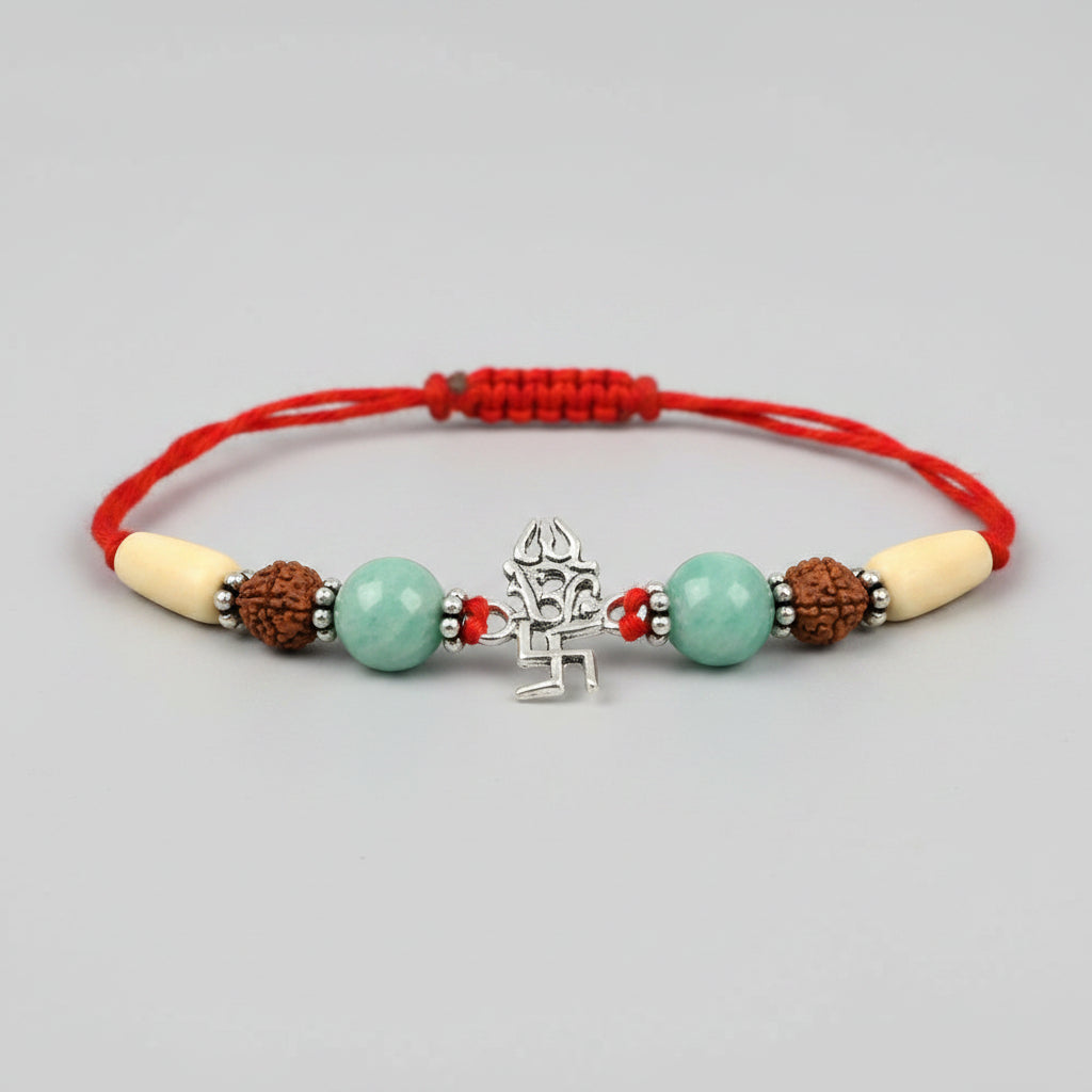 Om Rakhi with Swastik and Trishul Design